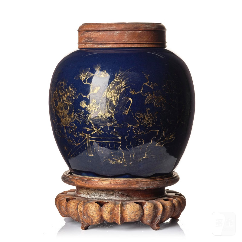 A blue glazed jar,